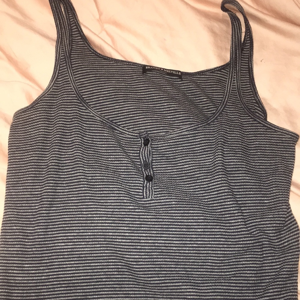 Cropped Brandy Melville striped navy tank top
